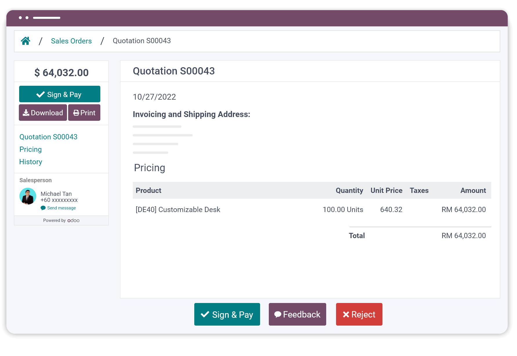 Odoo customer portal