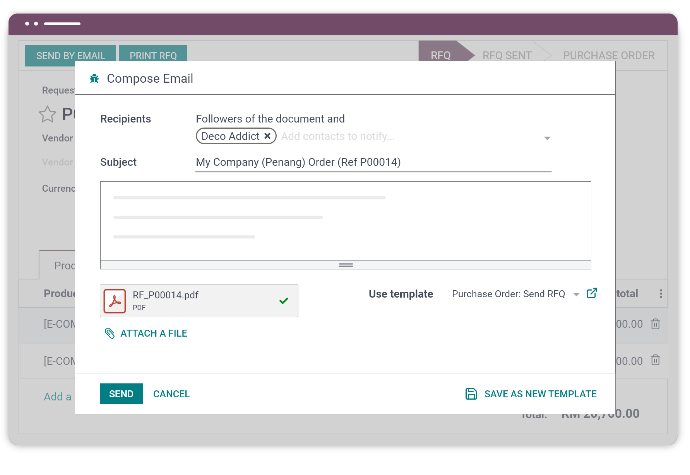 Automate RFQ creation in Odoo Purchase app.