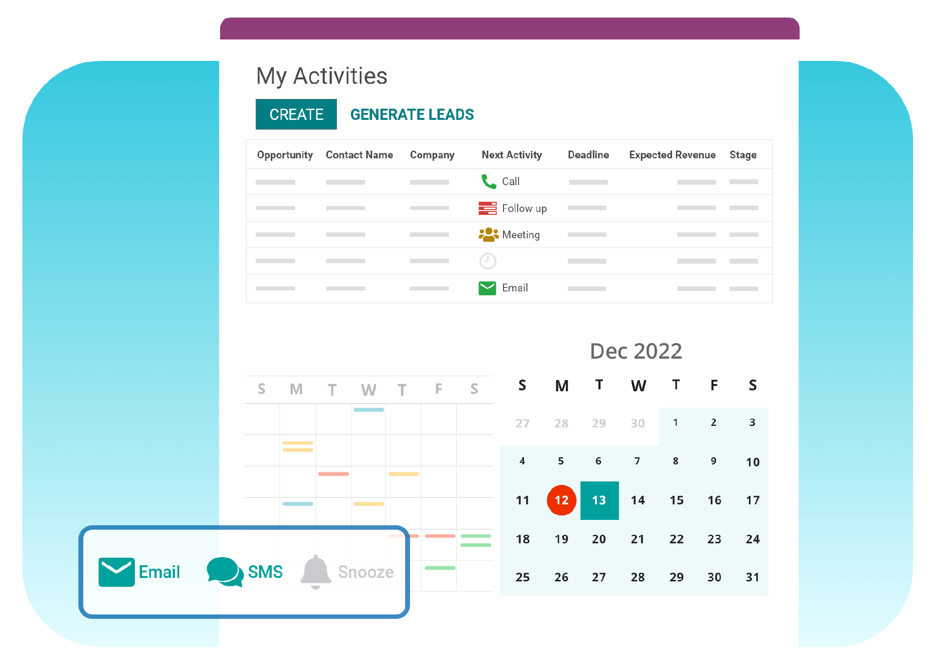 Schedule follow up activities in Odoo ERP system.